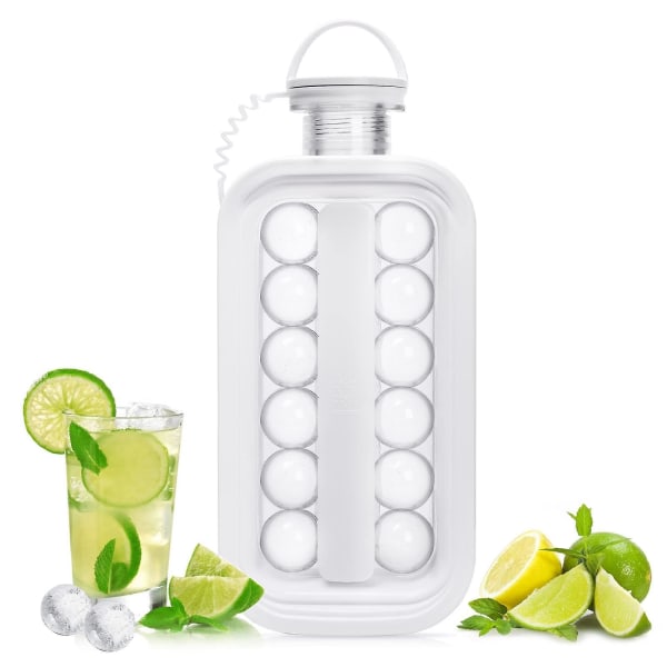 Reusable Silicon Clear Ball Ice Maker Maker Mold Bottle Kettle 2 In 1 Portable Ice Ball Maker White