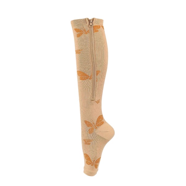 Compression Socks With Zipper Socks Vein Elastic Socks Sports Running Football A Pair Of Socks Butterfly print S-M