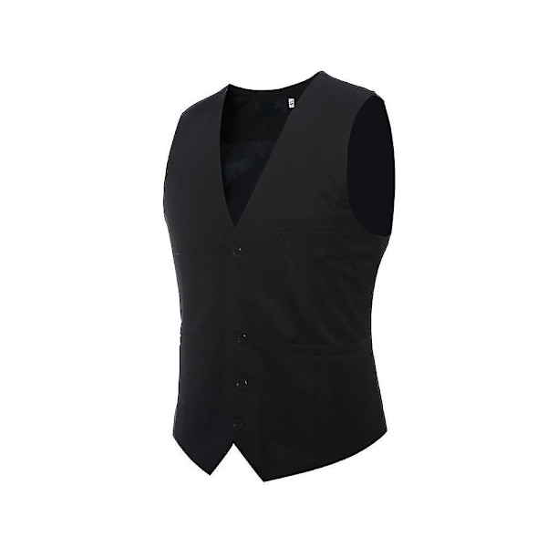 Miesten V-aukkoinen Pukuliivi Puuvillaa Slim Fit Neljän vuodenajan liivi Black XL