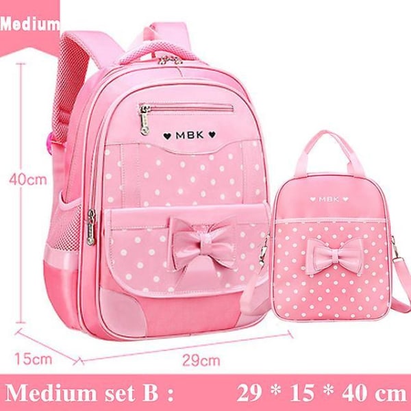 Girls&#39; School Backpack Children School Bag 1 Grade Kids Book Bag Orthopedic Primary Schoolbag Princess Backpack Mochila Infantil Pink Medium set B