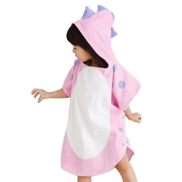 Kids Dinosaur Capped Beach Towel Cute Horned Shape Design Hooded Bathrobe Cloak Cape Green