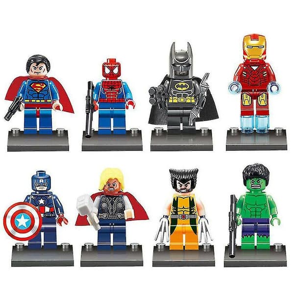 2023-8pcs Batman Hulk Superman Mini Figures Building Blocks Toys