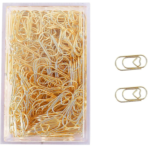 150 Pcs Small Paper Clips, Heart Shaped Paper Clips, Bookmark Clips For Office And School Gold