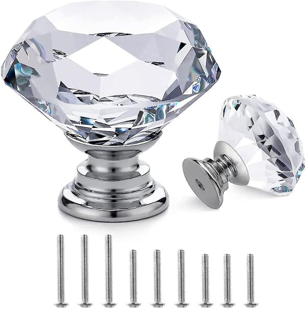 12p Crystal Knobs - Drawer Knobs Dresser Knobs 30mm Glass Diamond Knobs Pull And Knobs 12p Knobs Crystal 12 For Dresser Kitchen Bathroom Cabinet