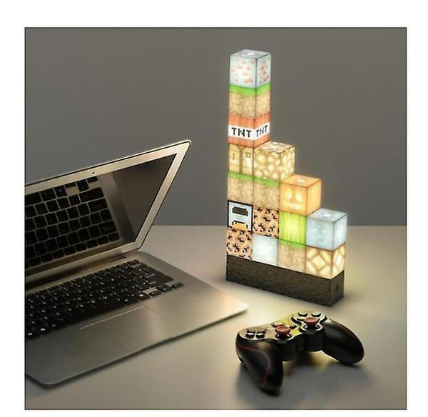 Minecraft Building Block Desk Lamp Diy Stitching Table Lamp Toys Usb charge