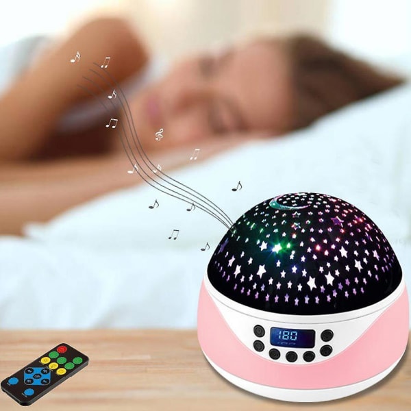 Starry Sky Projector Led Rotating Moon Room Decor Night Light Bedside Lamp With Music Pink
