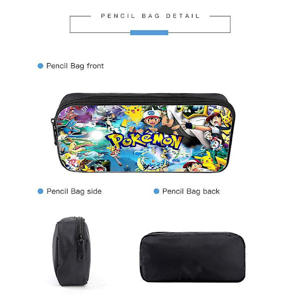 3pcs Pokmon Schoolbag Pikaqiu Backpack Polyester Comfortable Lightening Children's Bag 12