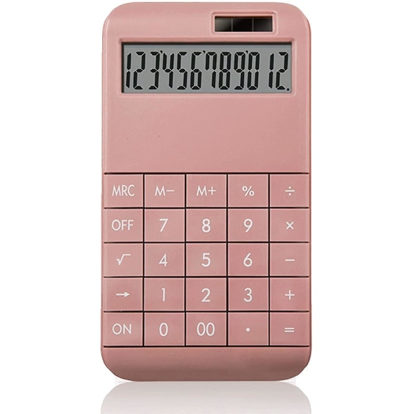 Electronic Calculators, 12-digit Lcd Large Display Dual Power Standard Function Solar Calculator, Big Sensitive Keys, Simple Elegant Design, (pink)