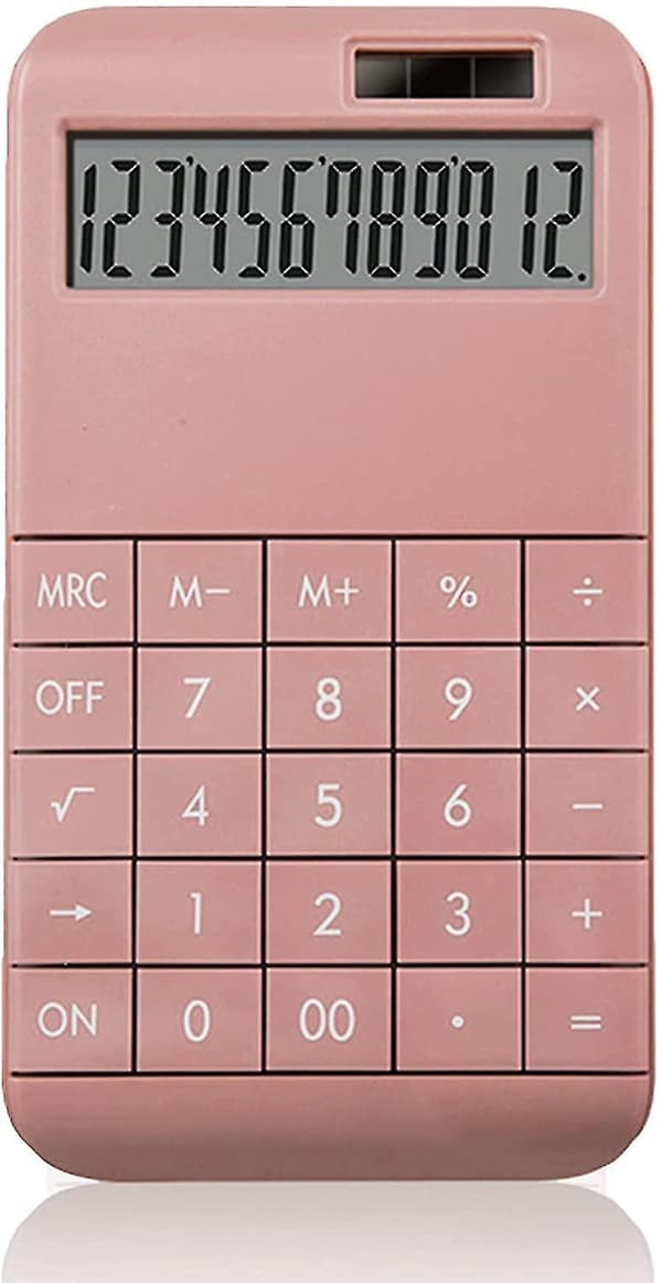 Electronic Calculators, 12-digit Lcd Large Display Dual Power Standard Function Solar Calculator, Big Sensitive Keys, Simple Elegant Design, (pink)