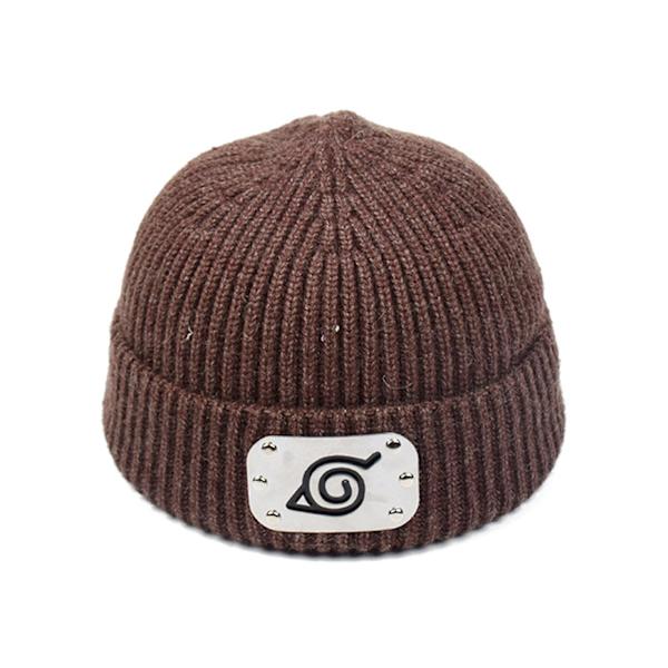 Naruto Anime Sign Beanie Knit Cap Hats Soft For Kids Boys Girls Winter Dark Coffee