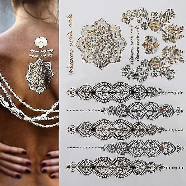 Flash Metallic Waterproof Tattoo Gold ,silver - Women Fashion Design Temporary