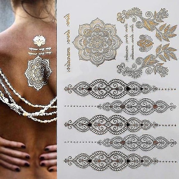 Flash Metallic Waterproof Tattoo Gold ,silver - Women Fashion Design Temporary