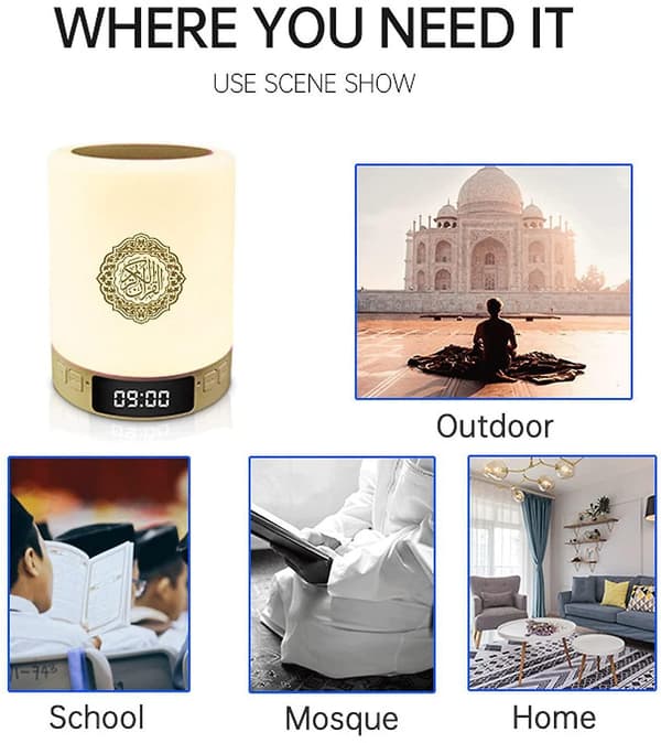 Bluetooth Quran Speaker Led Night Light App Control Azan Clock Loudspeaker