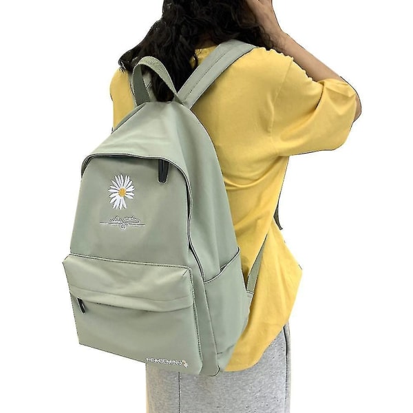 Backpack High Capacity Solid Color Girl School Bags For Teenage School Bag Nylon Daisy Printing Bag Pink