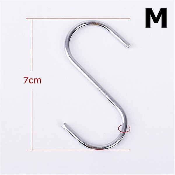 10pcs Stainless Steel S-shape Hook Kitchen Bedroom Multi-function Railing S Hanger Hook Clasp Holder Hooks M