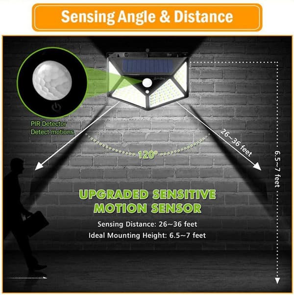 Solar Lights Outdoor, 100led/3 Modes 270 Lighting Angle Motion Sensor Security Lights, Ip65 Waterproof Wall Lights, Bright For Backyard Garden Pa 4PC