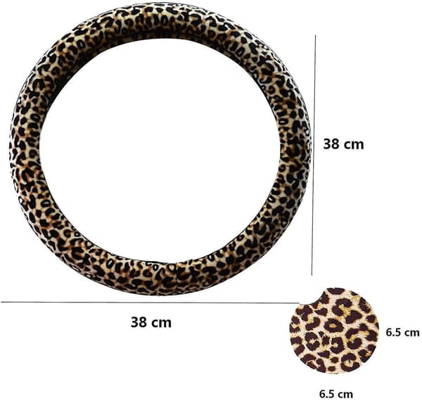 Leopard Print Ratdæksel til Kvinder, Leopard Ratdæksler, Leopard Biltilbehør Beige