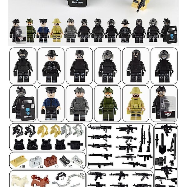 12pcs Special Police Minifigure Building Block Doll Small Particle Assembled Doll Toy