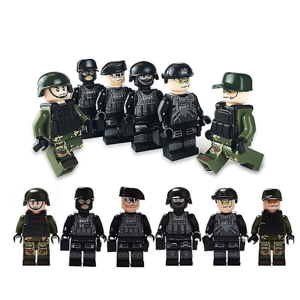 12pcs Special Police Building Blocks Armed Police Diy Small Particle Assembled Building Block Miniature Toys