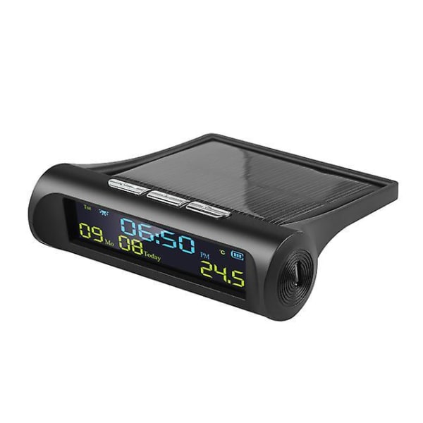 Car Digital Solar Clock With LCD Time Date In-Car Temperature Display for Outdoor Personal Car Part Decoration