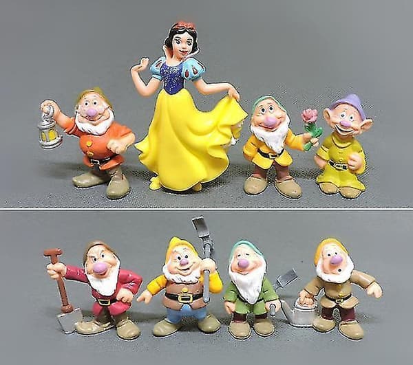 Snøhvit og de syv dvergene Figur Pynt 8 stk Sett