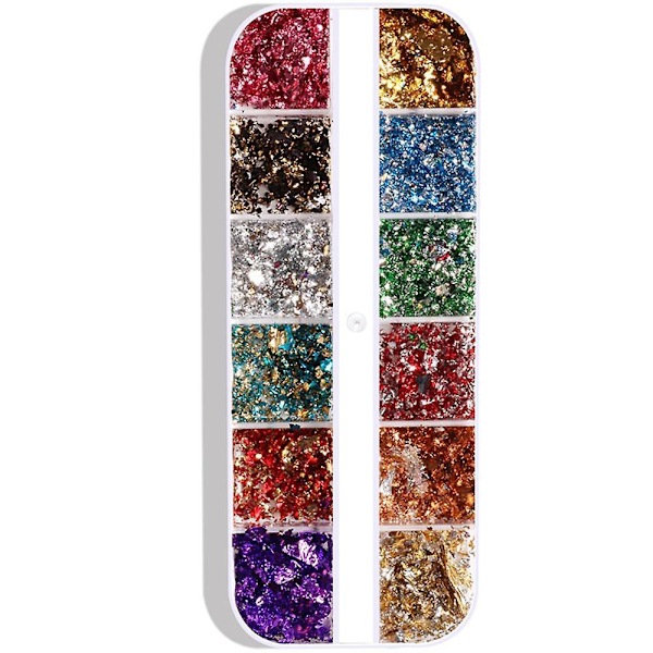 Nail Art Foil Flakes,  Nail Foil Flakes Glitter Nail Sequins Confetti Gold Silver Irregular Glitter Mirror Effect Acrylic Nail Powders Nail Foil Paill