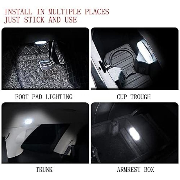 2 Pcs Car Led Lights Interior, Led Interior Car Lights With 6 Bright Led Lamp Beads, Portable , Usb Rechargeable Lighting Light (warm White Light)
