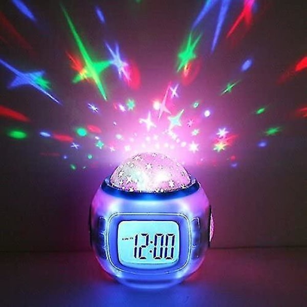 Premium Alarm Clock, Led Star Projector (digital) With 10 Melodies, Night Light Clock For Babies And Kids