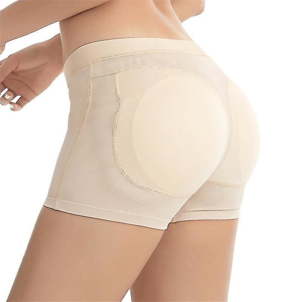 Ladies Butt Lift Tummy Control Panties Padded Fake Ass Breathable Underwear Beige M