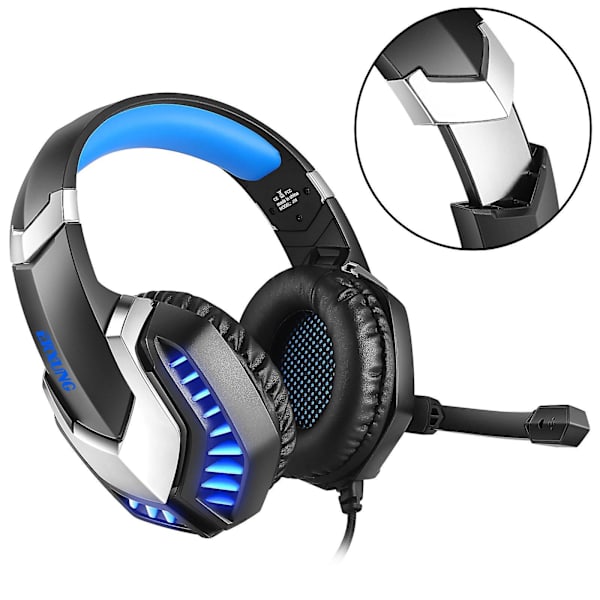 Gaming Headset, Ps5 Pc Gaming Headset With Noise Canceling Mic, 3d Stereo Surround Sound Led Light, Xbox One Headset For Switch Laptop Tablet, Blue A
