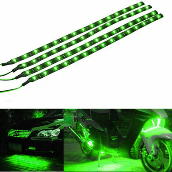10 stk Vandtætte Fleksible LED-Strimler Underkropslys Til Bil Motorcykel green