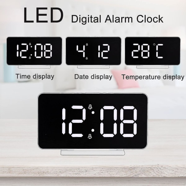 Digital Alarm Clock, Led Dimming Display Alarm Clock With Power