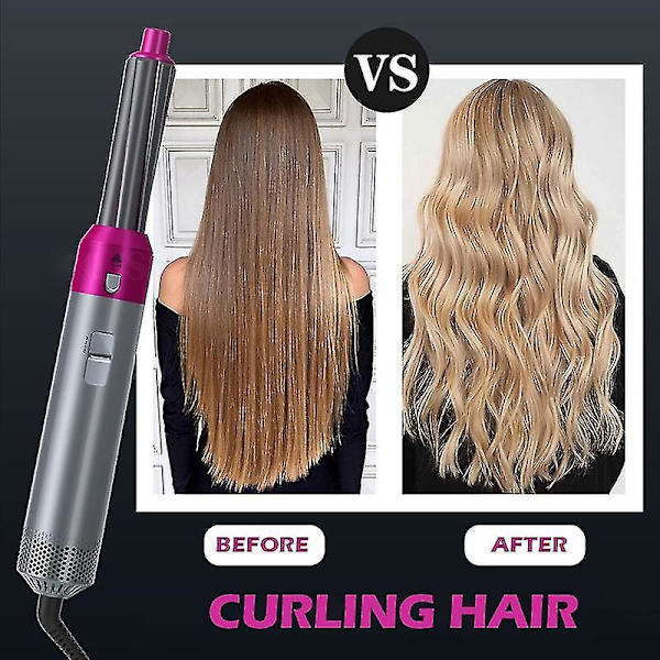 Electric Hair Styler Hair Dryers 5 In 1 Hair Curler Automatic Hair Straighteners Blow Dryer Brush Rose Red