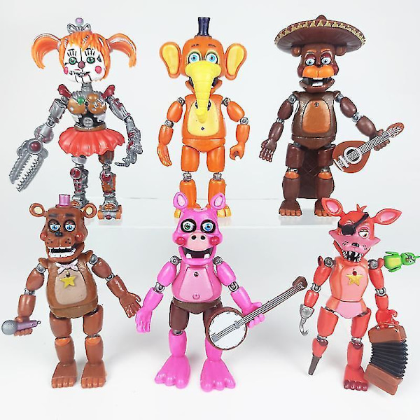 6pcs Halloween Teddy Bear Midnight And Five Nights Illuminated In Freddy's Security Breach And Doll D