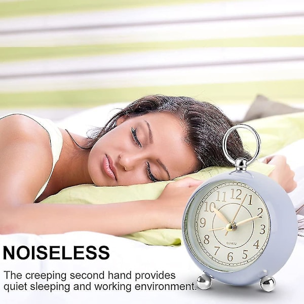 Silent Bedside Clocks Battery Operated Non Ticking Desk Clock Analogue Alarm Clock Bedroom Retro Alarm Clock-bebetter blue