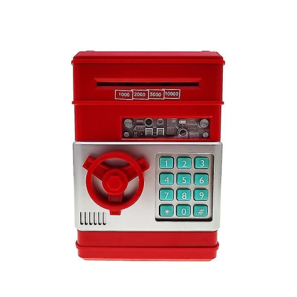 Electronic Piggy Bank Safe Atm Password Cash Box Automatic Deposit Banknotes Gifts Birthday Gifts High Quality Red