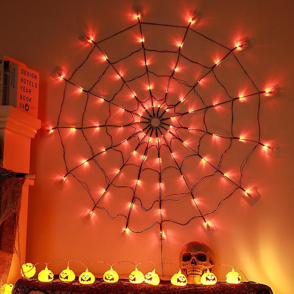 Halloween Spider Web Lights With Controller,for Party Yard Bar Haunted House white