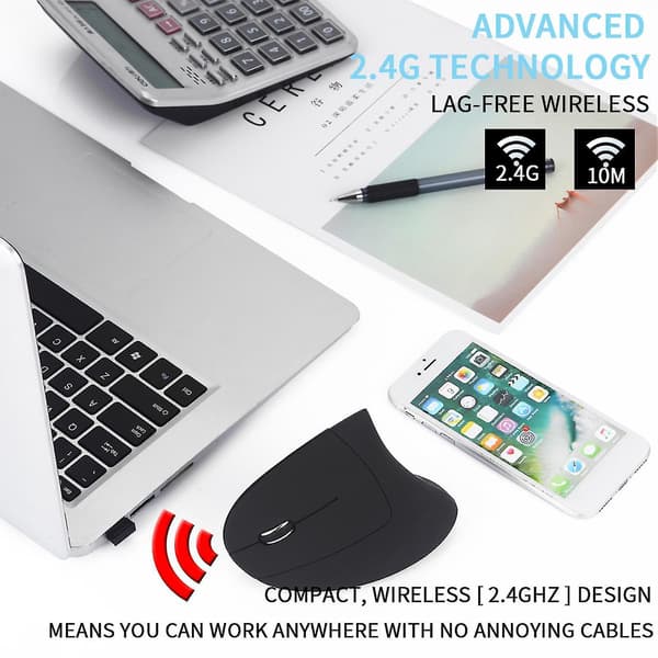 Usb Mouse Play Play 1600dpi 2.4ghz Wireless Vertical Ergonomic Pc Mouse For Left-hander B
