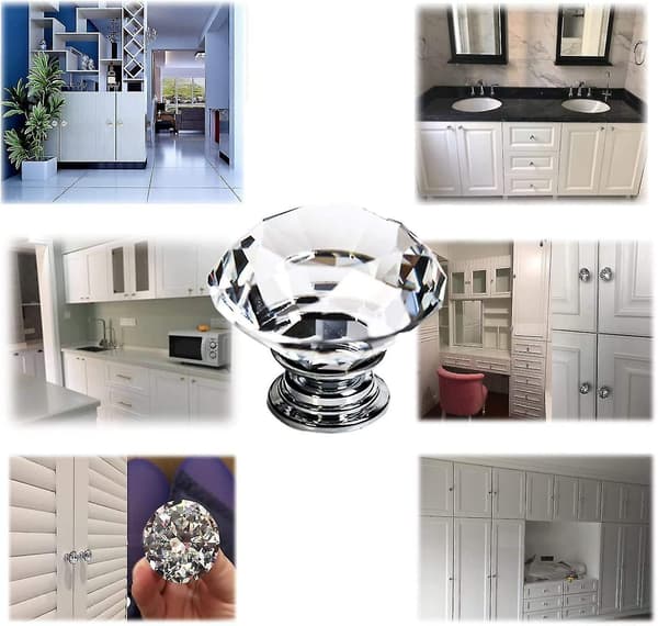 12p Crystal Knobs - Drawer Knobs Dresser Knobs 30mm Glass Diamond Knobs Pull And Knobs 12p Knobs Crystal 12 For Dresser Kitchen Bathroom Cabinet