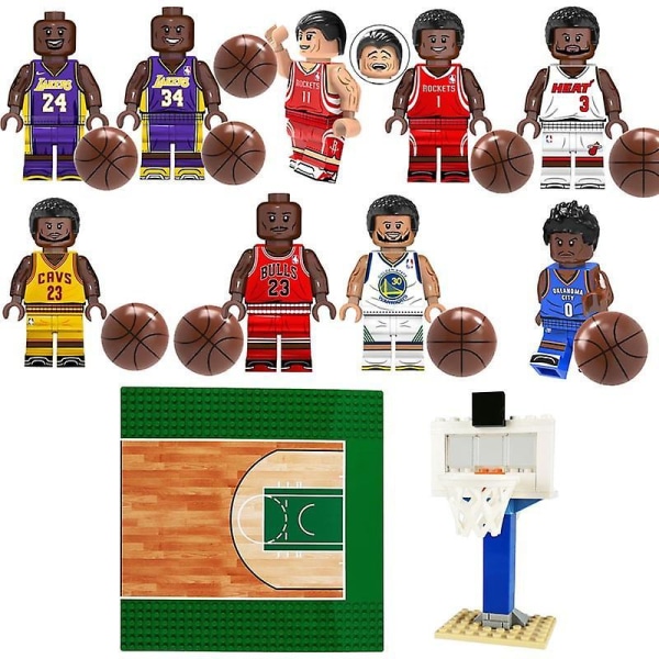Nba Basketball Building Blocks Set Basketball Star Mini Minifigure Basketball Court Basketball Stand Toy