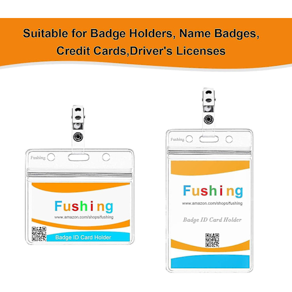 100pcs Metal Badge Clips With Clear Pvc Straps For Id Cards And Badge