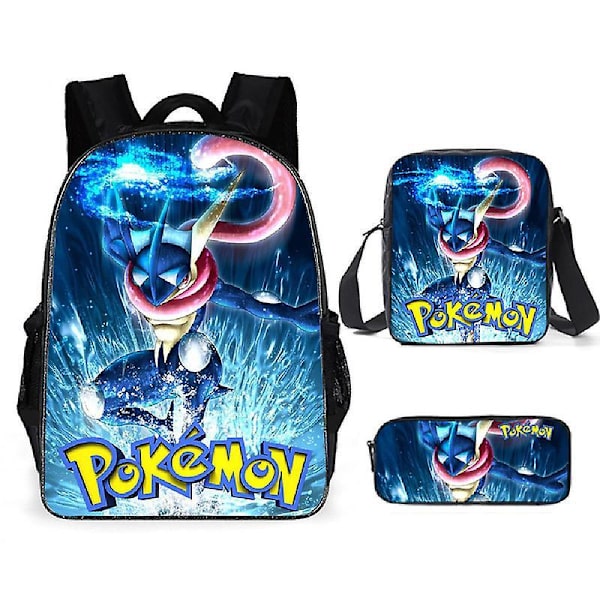 3pcs Pokmon Schoolbag Pikaqiu Backpack Polyester Comfortable Lightening Children's Bag 11