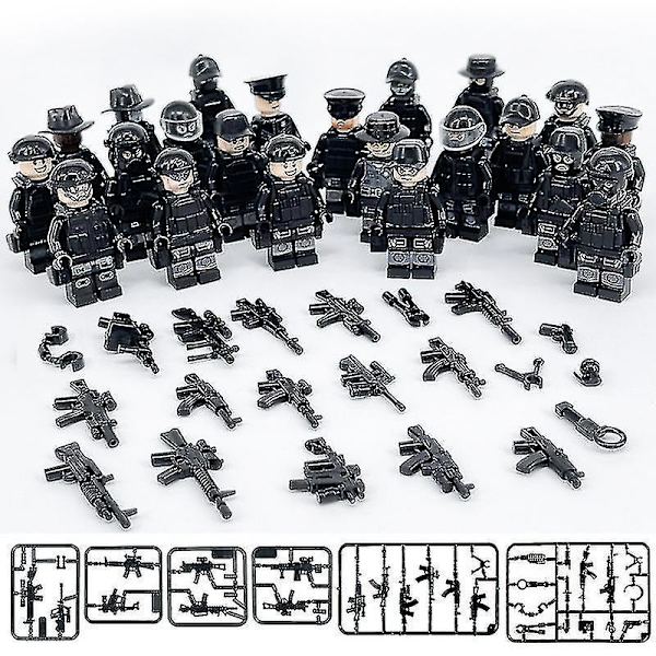 Military Building Blocks Series Black Special Police And Off-road Vehicle Set Small Particles Assembled Minifigure Toy