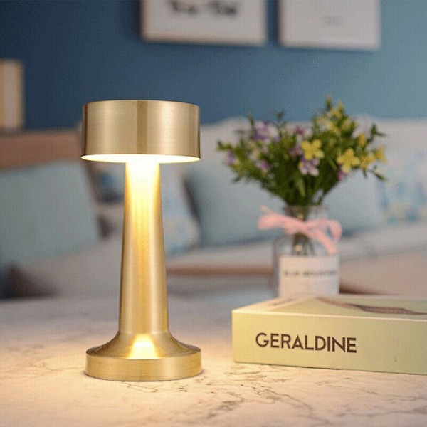 Rechargeable Led Table Lamp Touch Sensor Desk Light Bedroom Restaurant Bar Decor Gold Dumbbell