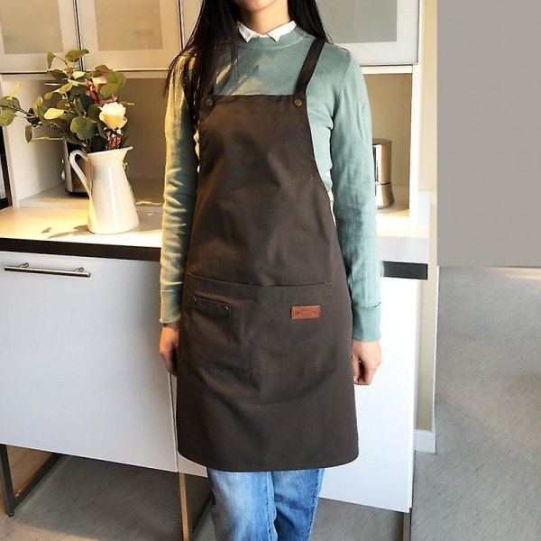 Unisex Work Apron Canvas Apron Bib Adjustable Kitchen Apron style 2