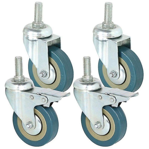 4pcs Heavy Duty 75mm Swivel Castor With Brake Trolley Casters Wheels F