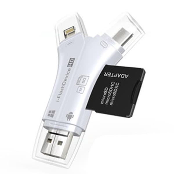 4-i-1 Ekstern Kortleser Usb Micro Sd & Tf Kortleser Adapter For Iphone / Ipad Mac / Android / Windows Pc