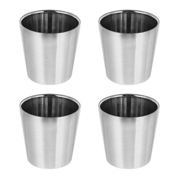 4pcs Stainless Steel Water Cups Rustproof 180ml Multi-function Coffee Cups (silver)