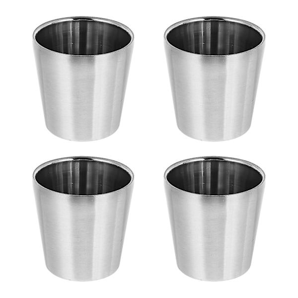 4pcs Stainless Steel Water Cups Rustproof 180ml Multi-function Coffee Cups (silver)