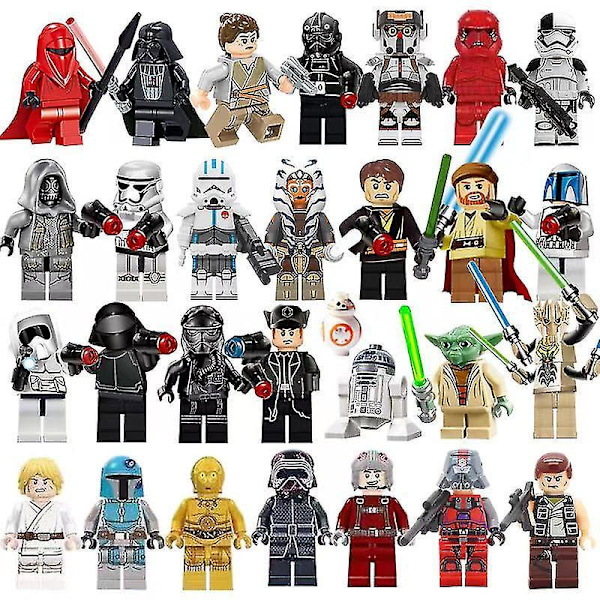 29pcs Mini Star Wars Series Building Block Figure Luke Darth Vader Jedi Master Yoda The Mandalorian Toy